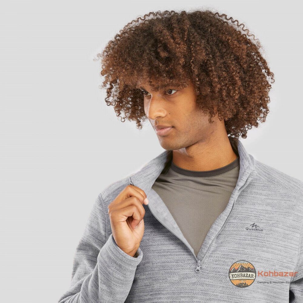 پلار نیم زیپ کچوا طرح دار طوسی مدل MH-100-Gray - Image 3